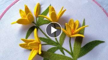 Yellow Lily Hand Embroidery Tutorial and Design
