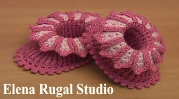 Crochet Floral Baby Booties Tutorial 65 Part 1 of 2 