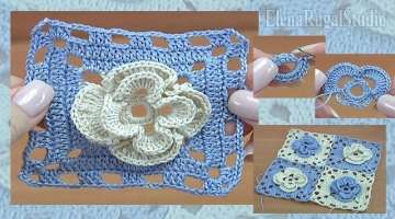 Crochet Square Motif with Flower Tutorial 