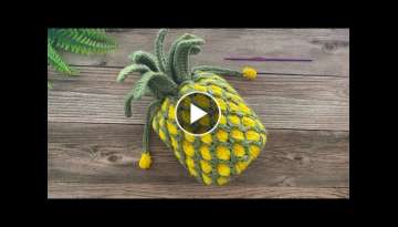 Crochet 3d Pineapple Drawstring Bag