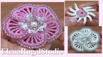 3D Crochet Beaded Flower with Stamens Tutorial 