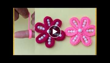 Woolen Flower With Pearl Beads