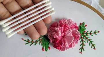 Amazing Hand Embroidery 3d flower design trick With cotton bud