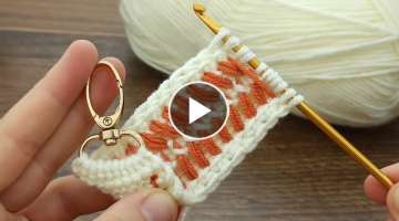Tunisian crochet two-color bag handle pattern