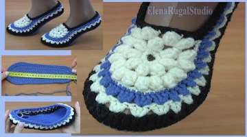 Crochet Slippers with Flower Tutorial 