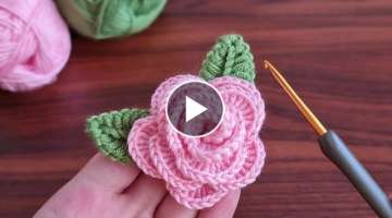Super Easy Crochet Knitting Flower Rose Motif