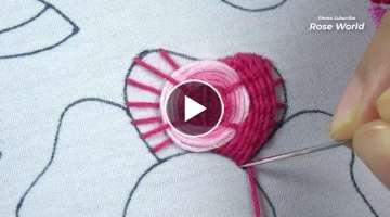 New hand embroidery elegant flower design with heavy needle woven work easy tutorial