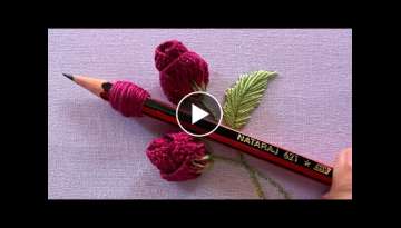 3D Rosebud design| hand embroidery design| embroidery flowers