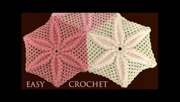 Como hacer fácil Tapete Camino de Mesa a Crochet tejido de flor en 3D paso a paso