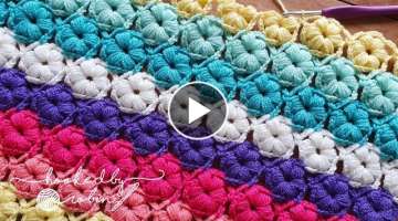 Crochet Puff Flower Blanket 
