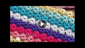 Crochet Puff Flower Blanket 