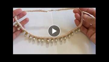 Easy necklace tutorial with pearls and crochet 