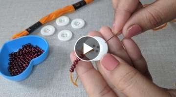 Amazing Hand Embroidery Button flower design trick