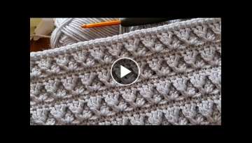 Crochet blanket model with very nice 3D look, very easy for beginners