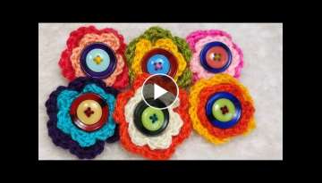 HOW TO MAKE CROCHET BUTTON FLOWERS IN A FEW MINUTES BY EASY CROCHET PATTERN