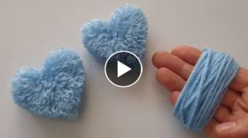 Easy Pom Pom Heart Making Idea with Fingers