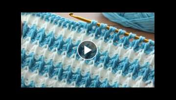  very easy two-color Tunisian crochet online tutorial for beginners