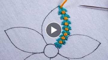 hand embroidery amazing flower design with lazy daisy chain knotted stitch for beginners