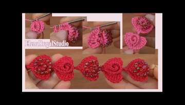 How to Crochet 3D Hearts with Beads Tutorial 