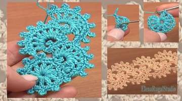 Crochet Puff Stitch Narrow Lace Tape Tutorial 