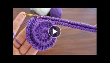 Super Easy Crochet Tunisian Knitting Flower Motif