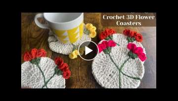 EASY Crochet 3D Flower Coasters Tutorial