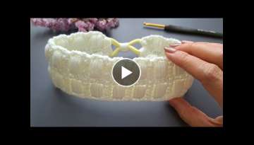 Easy DIY crochet headband with bead stitch.