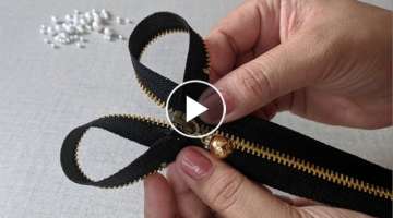 Amazing Hand Embroidery flower design trick for zips.