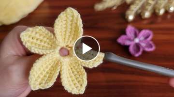 Super Easy Crochet Tunisian Knitting Flower Motif 