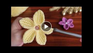 Super Easy Crochet Tunisian Knitting Flower Motif 