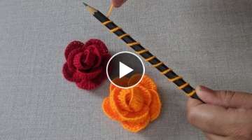 Amazing Hand Embroidery flower design trick with pencil