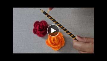 Amazing Hand Embroidery flower design trick with pencil