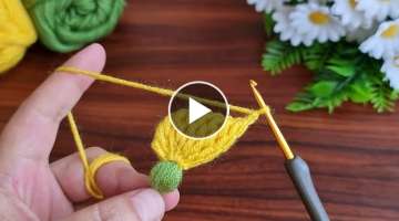 Easy Crochet Tunisian Knitting Flower Motif