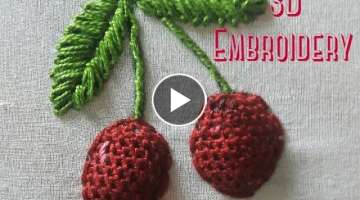 3D cheery hand embroidery design