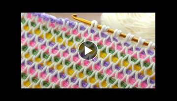 Very easy Colorful Tunisian crochet pattern expression