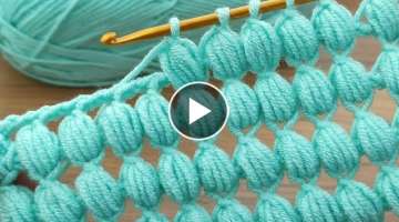 Gorgeous Tunisian crochet with blue filling