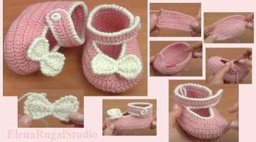 Crochet Bow Shoes For Baby Tutorial 37 Part 2 of 2