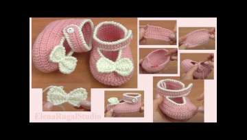 Crochet Bow Shoes For Baby Tutorial 37 Part 2 of 2