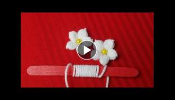 Hand Embroidery:Making Unique White Flower With Ice cream Stick