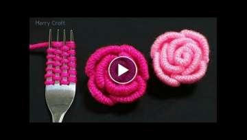 Easy Rose Flower Making Idea with Woolen 
