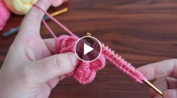 Super Easy Crochet Tunisian Knitting Flower Motif